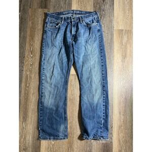 Nautica‎ Jeans Co Mens 33x30 Bootcut Medium Wash Blue Denim Jeans Distressed